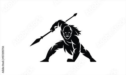 Powerful warrior figure in a striking silhouette