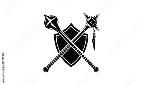 Collection of weaponry icons and symbols silhouette