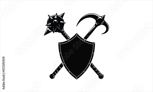 Collection of weaponry icons silhouette