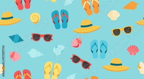 Colorful Summer Vacation Pattern with Accessories