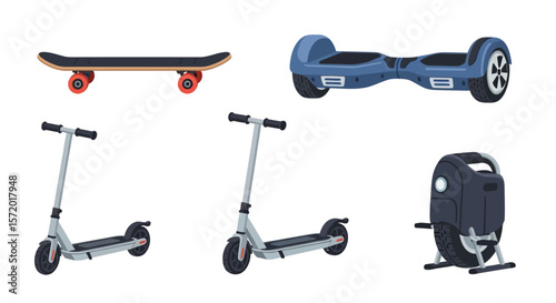 Colorful Illustration of Modern Personal Transportation