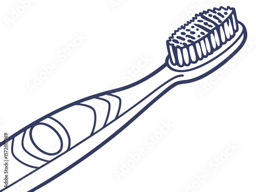 Toothbrush Illustration in Minimalist Style for Dental Health Blogs, Oral Care Websites, Hygiene Awareness Campaigns, and Educational Materials  
