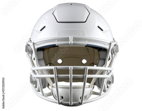 Front View of White American Football Helmet Mockup, Transparent PNG