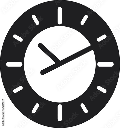 Classic analog clock face design perfect for timekeeping applications and minimalist graphic projects, offering versatility for diverse digital uses