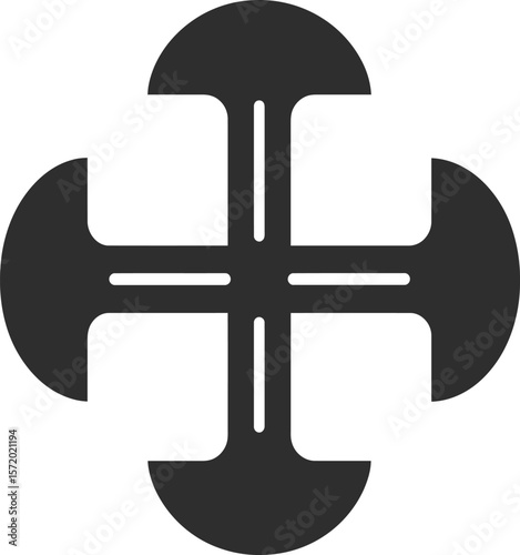 A minimalist stylized cross with rounded edges, appropriate for branding, faith-based designs, or a contemporary logo concept