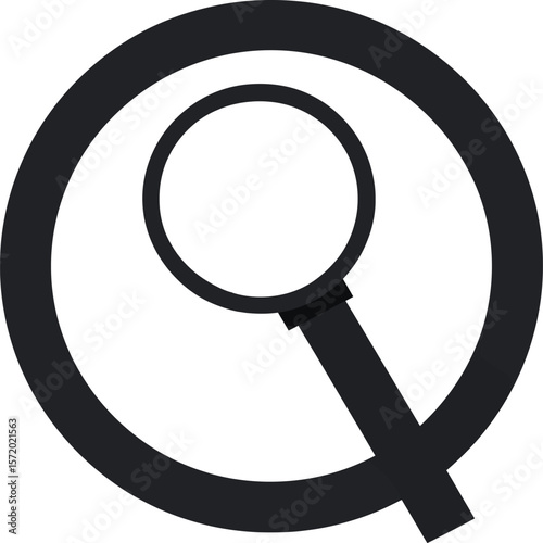 A magnifying glass examines text, creating a search concept applicable for business presentations and website graphics on data analysis