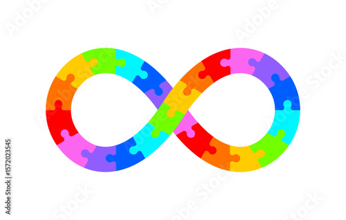 Infinity symbol colorful puzzle design. Vector isolated on a white background.	