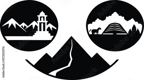 Photo of a scenic mountain landscape featuring nature, adventure, and cultural landmarks for travel destinations