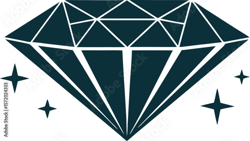 Photo of a sparkling teal diamond with star accents, representing luxury, brilliance, and timeless elegance
