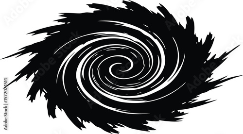 Photo of a swirling vortex design in black and white creating a sense of motion and energy