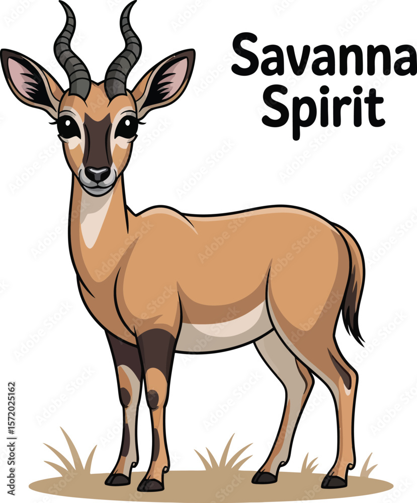 Fototapeta premium Cute cartoon a illustrator vector antelope