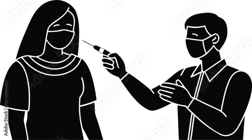 Photo of a doctor giving a patient a vaccine injection during the pandemic