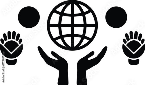 Photo of hands cradling the globe symbolize care, protection, and global responsibility for the environment