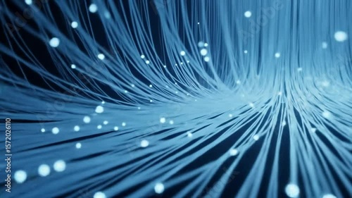 Fiber Optic Cables Flowing Light on Dark Background