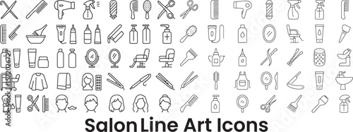 A Line Art Icon Set for Hair Salons, Barbershops, and Hairdressing