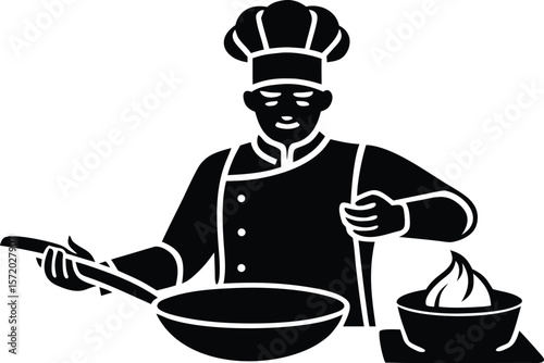 Photo of a skilled chef prepares a culinary masterpiece with expertise and precision