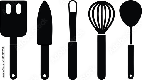 Photo of an assortment of essential kitchen utensils for culinary creations and gourmet meals