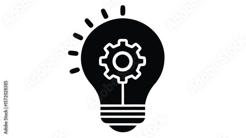 Photo of a lightbulb with a gear inside symbolizes innovative ideas and technological solutions