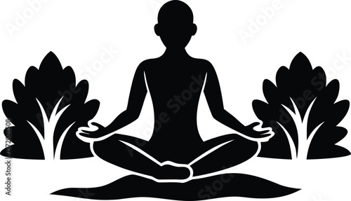 Photo of a silhouette in lotus position embodies yoga, meditation, and inner peace in nature