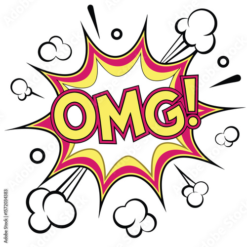 Comic style speech bubble with omg text expressive design