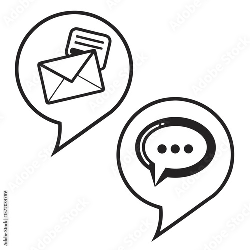 Communication icons email and chat