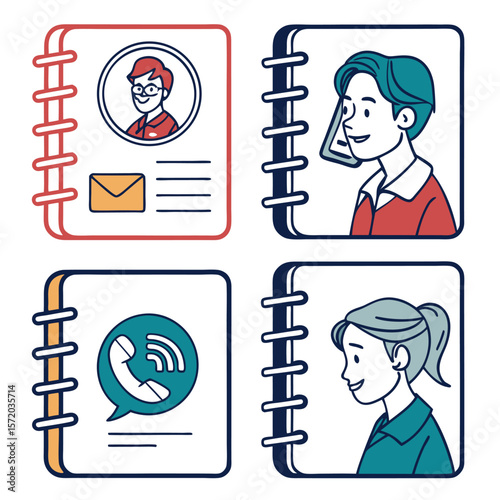 Communication icons people illustrations