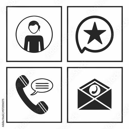 Communication icons set for business