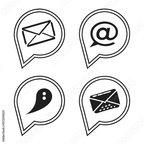 Communication icons set isolated background