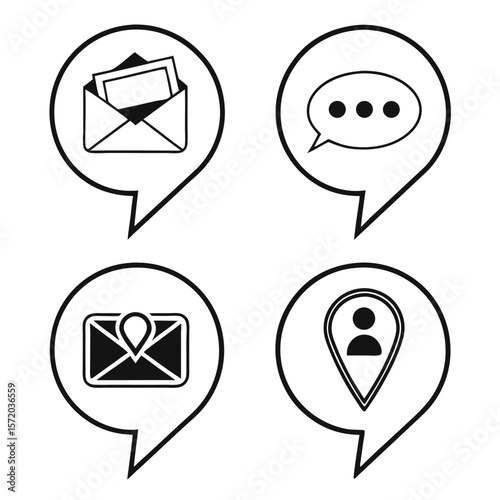 Communication icons set outline design