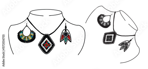 Vector illustration of stylish jewelry design with geometric and ornamental elements