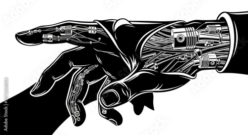 Robotic Hand AI Future Technology Vector.