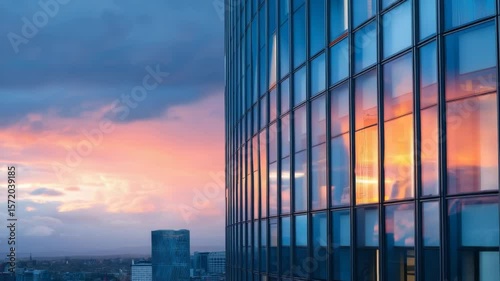 Reflections on Modern Architecture: An Urban Landscape at Dusk with Skyscrapers