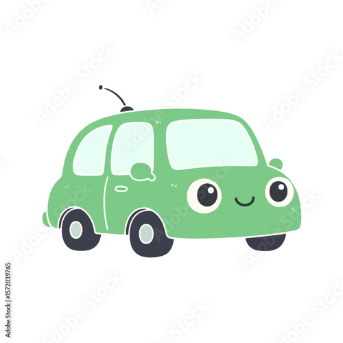 Friendly Green Cartoon Car Illustration