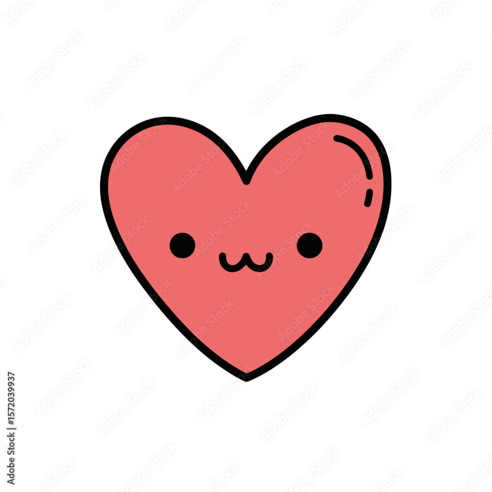 Kawaii Heart Character: Simple Love Symbol Kawaii Heart Character: Simple Love Symbol