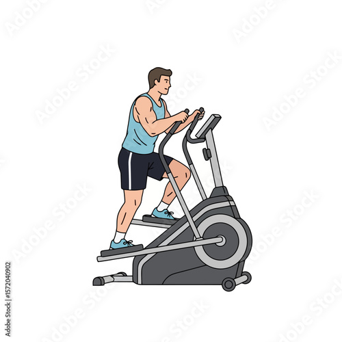 Man Exercising on an Elliptical Machine: Fitness and Cardio Workout