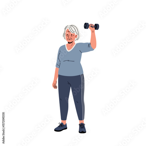 Senior Woman's Strength: Active Aging with Dumbbells