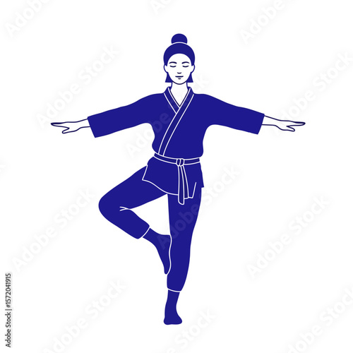Vector Illustration of a Woman in Tree Pose