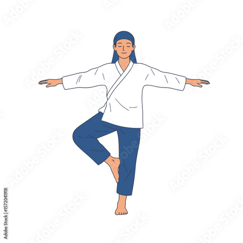 Serene Balance: Woman Practicing Yoga Pose