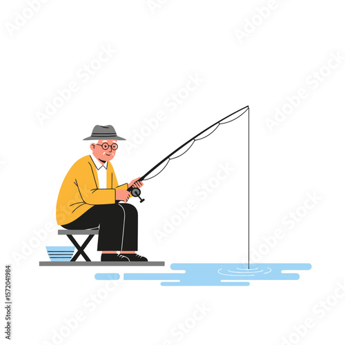 Serene Senior: A Day of Fishing on the Lake