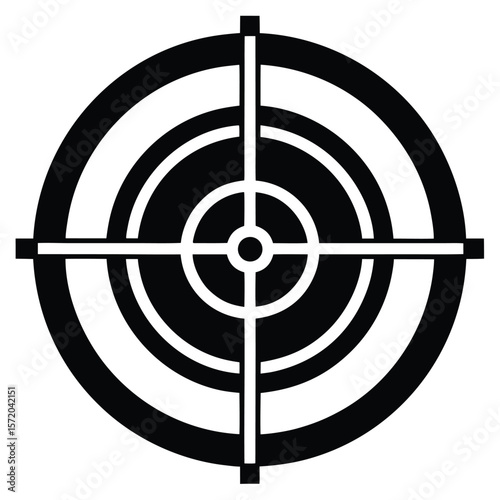 Accurate sniper targeting concept in black and white shows complete focus with transparent background