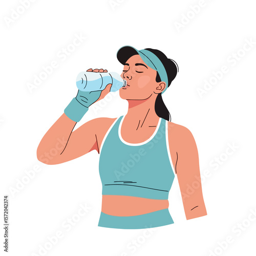 Hydrated Athlete: Woman Drinking Water After Workout