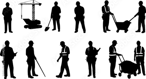 Construction Workers Silhouette vector cut files
