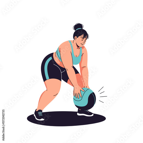 Curvy Woman's Fitness: Medicine Ball Workout Illustration