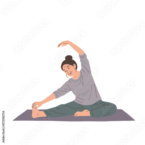 Woman in Yoga Pose - Forward Bend with Side Stretch