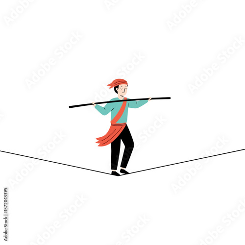 Tightrope Walker: Balance and Precision Illustration