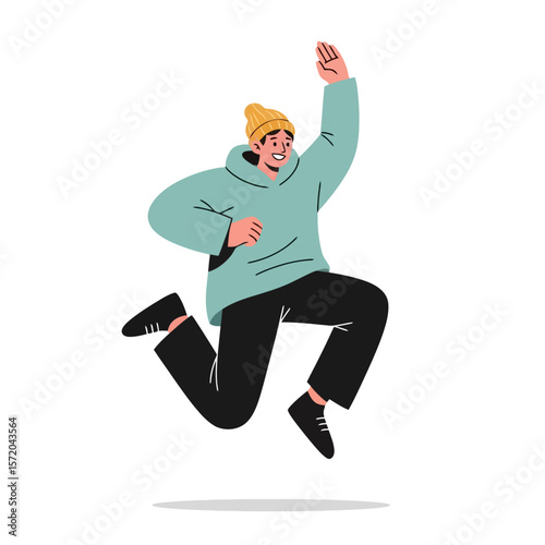 Joyful Leap: A Young Person's Exuberant Jump Illustration