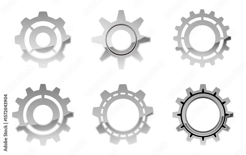 Obraz premium metallic Gear Icon Set - Vector Collection of Gears stock illustration