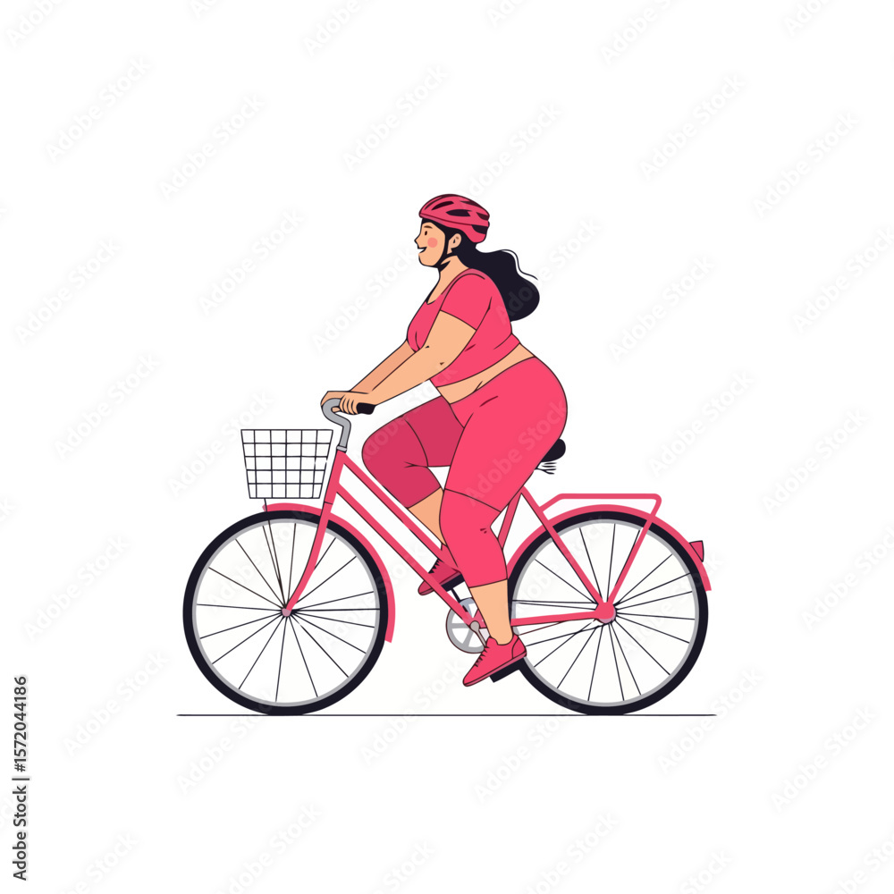 Fototapeta premium Woman Cycling: Active Lifestyle Vector Illustration