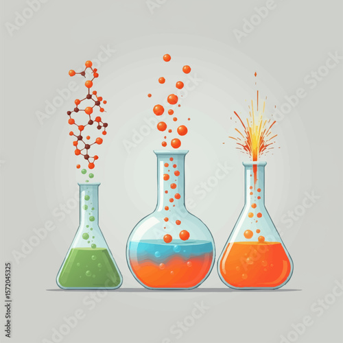 Chemical reaction. Science and chemistry icon. Vector illustration. EPS 10 version.