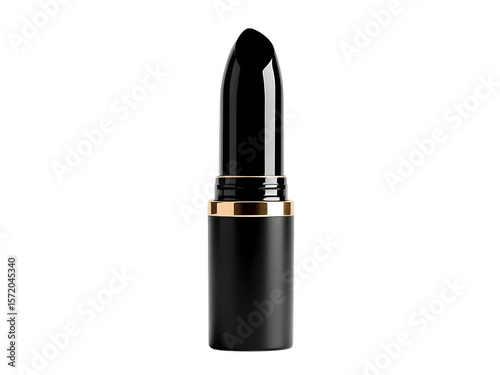 Black Lipstick Tube with Gold Detail – Isolated